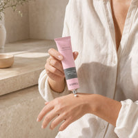 Model applying WORKS Peony Hand Cream