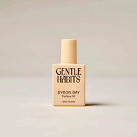 Gentle Habits Roll-On Perfume Oil Byron Bay in beige refillable bottle, alcohol-free and coconut oil infused for gentle skin care.