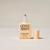 Gentle Habits Roll-On Perfume Oil Byron Bay in beige refillable bottle with rollerball applicator