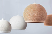 POTT Lighting SpongeUp 20 Pendant white ceramic lamp with spongy texture handmade in Southern Spain
