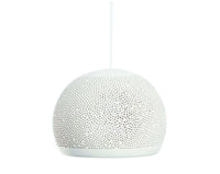 White POTT Lighting SpongeUp 20 pendant lamp with spongy textured surface, handmade in Southern Spain