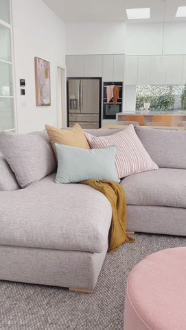 Molmic Shona sofa, Hawthorn Silver Fabic with Oak Timber Legs (Various Sizes)