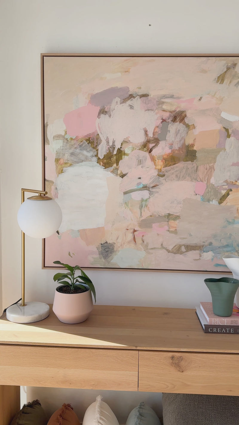 Oak framed Vanni Limited Edition Fine Art Canvas Print - Dancing Sunshine - 100x100cm - store pick up only