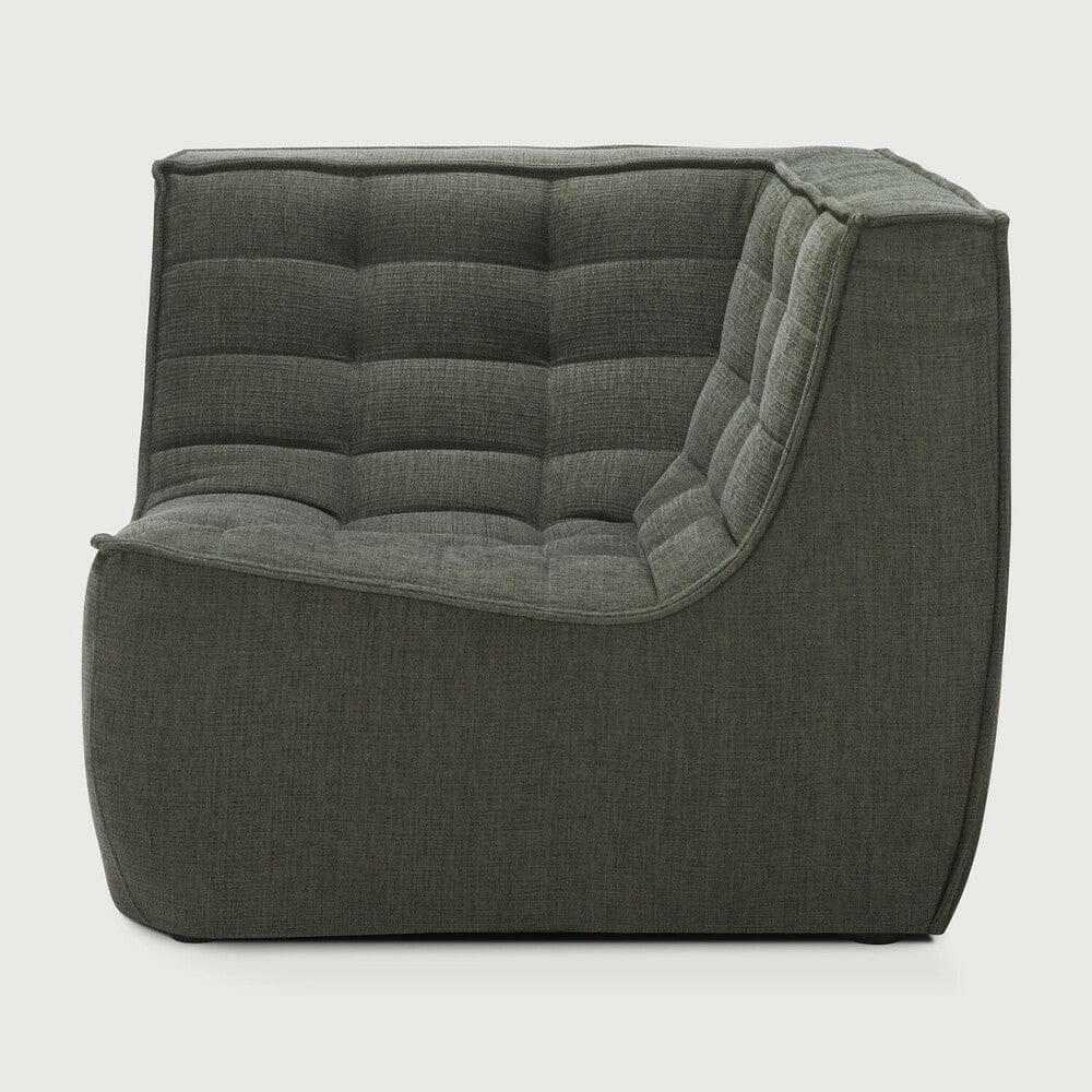 Ethnicraft Sofa N701 corner module in moss eco fabric with tufted design and hardwood frame