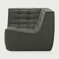Ethnicraft Sofa N701 corner module in moss eco fabric with tufted design and hardwood frame