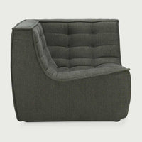 Ethnicraft Sofa N701 corner module in moss eco fabric with tufted cushions and hardwood frame