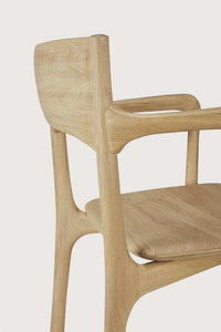 Ethnicraft Dining Chairs Ethnicraft PI Dining Chair, With Armwrest - Oak