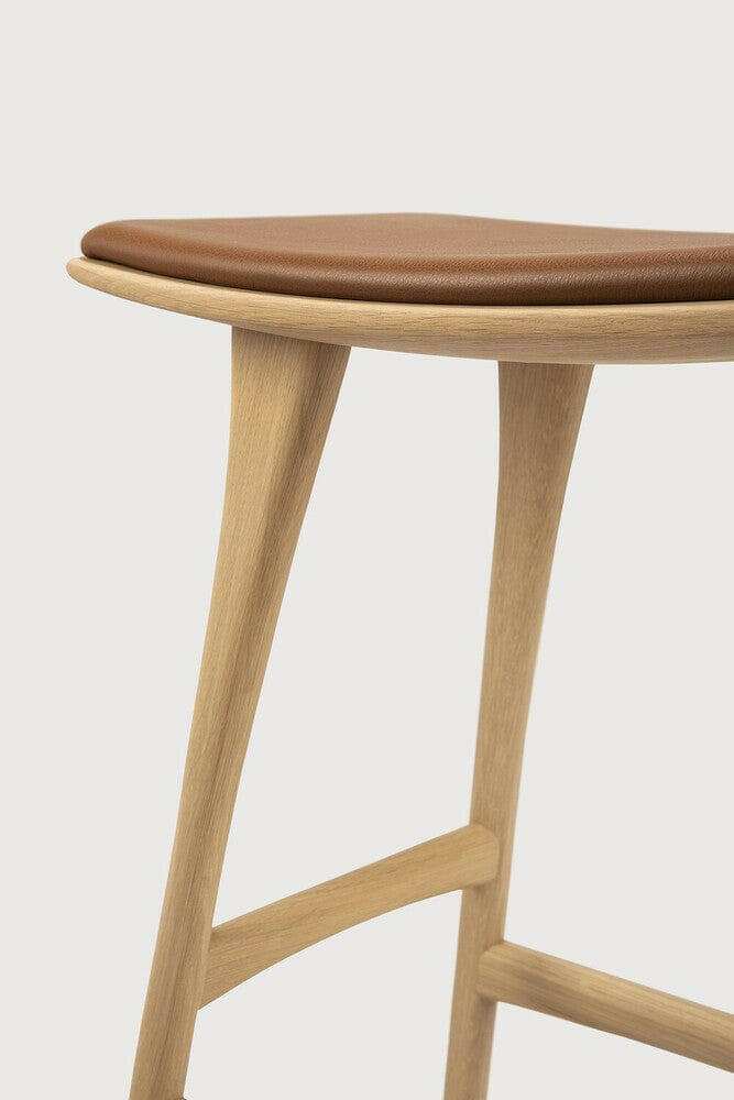 Ethnicraft Bar Stools Ethnicraft Osso stool - Natural Oak/ Cognac Leather