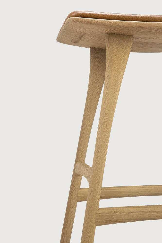 Ethnicraft Bar Stools Ethnicraft Osso stool - Natural Oak/ Cognac Leather