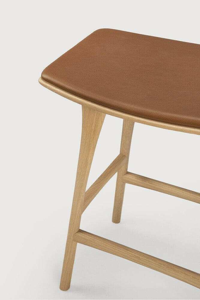 Ethnicraft Bar Stools Ethnicraft Osso stool - Natural Oak/ Cognac Leather