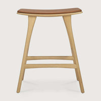 Ethnicraft Bar Stools Ethnicraft Osso stool - Natural Oak/ Cognac Leather