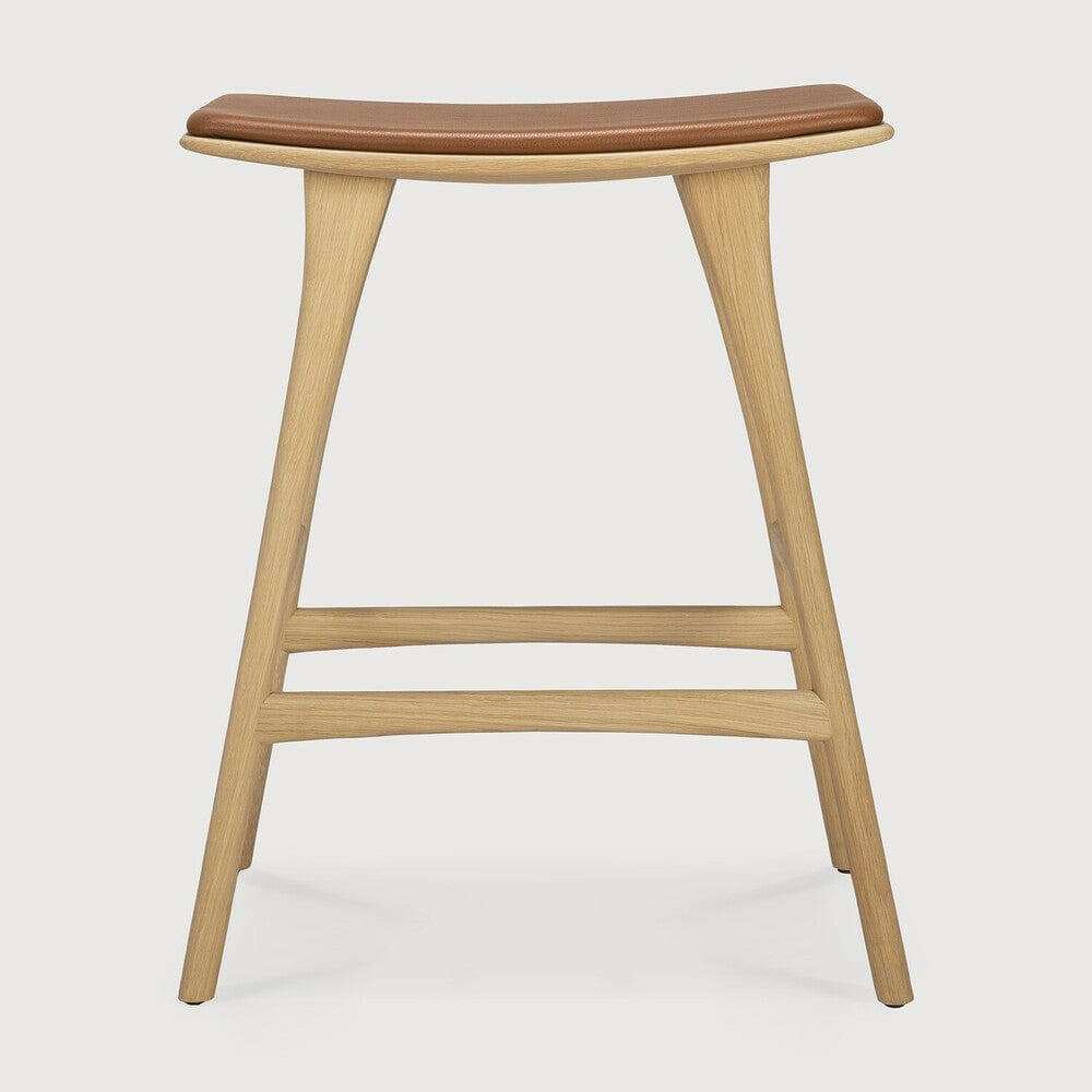 Ethnicraft Bar Stools Ethnicraft Osso stool - Natural Oak/ Cognac Leather