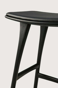 Ethnicraft Bar Stools Ethnicraft Osso stool - Black Oak/ Black Leather
