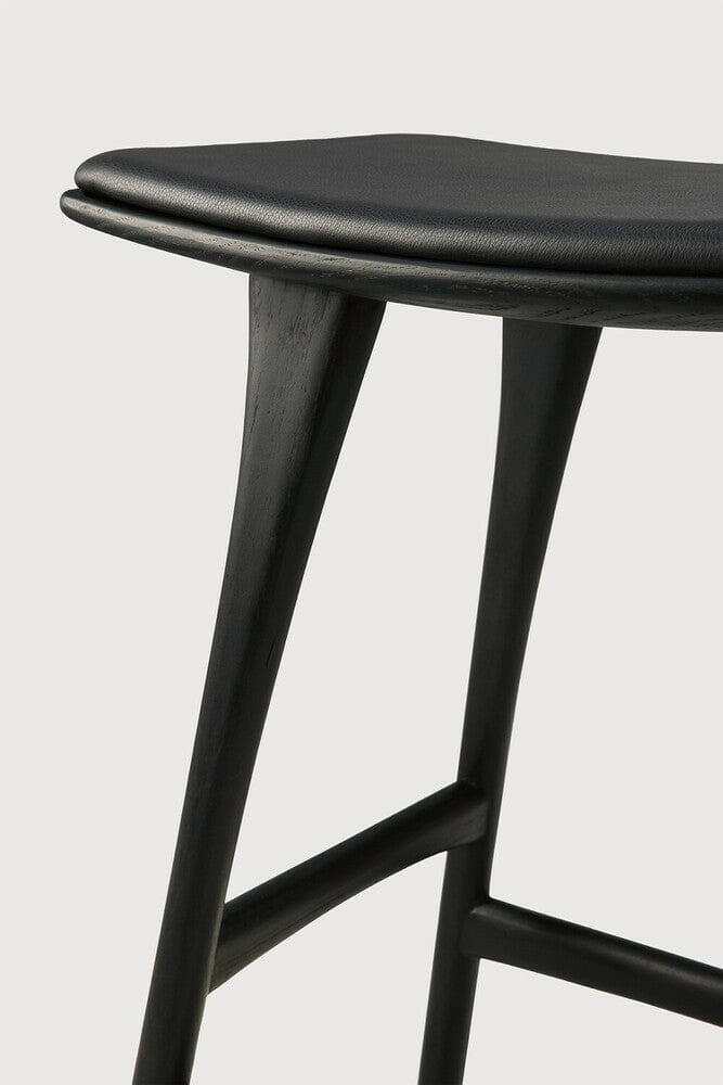Ethnicraft Bar Stools Ethnicraft Osso stool - Black Oak/ Black Leather