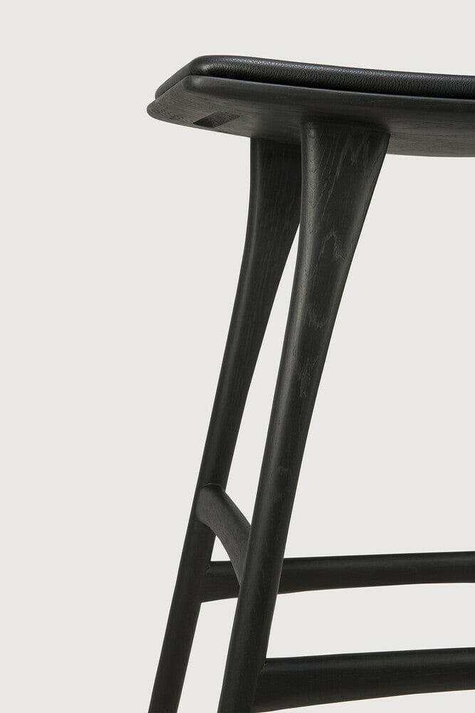 Ethnicraft Bar Stools Ethnicraft Osso stool - Black Oak/ Black Leather