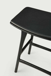 Ethnicraft Bar Stools Ethnicraft Osso stool - Black Oak/ Black Leather