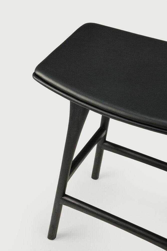 Ethnicraft Bar Stools Ethnicraft Osso stool - Black Oak/ Black Leather