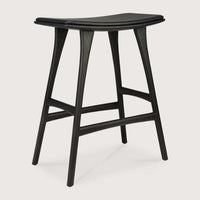 Ethnicraft Bar Stools Ethnicraft Osso stool - Black Oak/ Black Leather