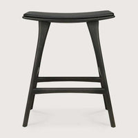 Ethnicraft Bar Stools Ethnicraft Osso stool - Black Oak/ Black Leather