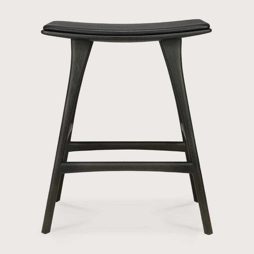 Ethnicraft Bar Stools Ethnicraft Osso stool - Black Oak/ Black Leather