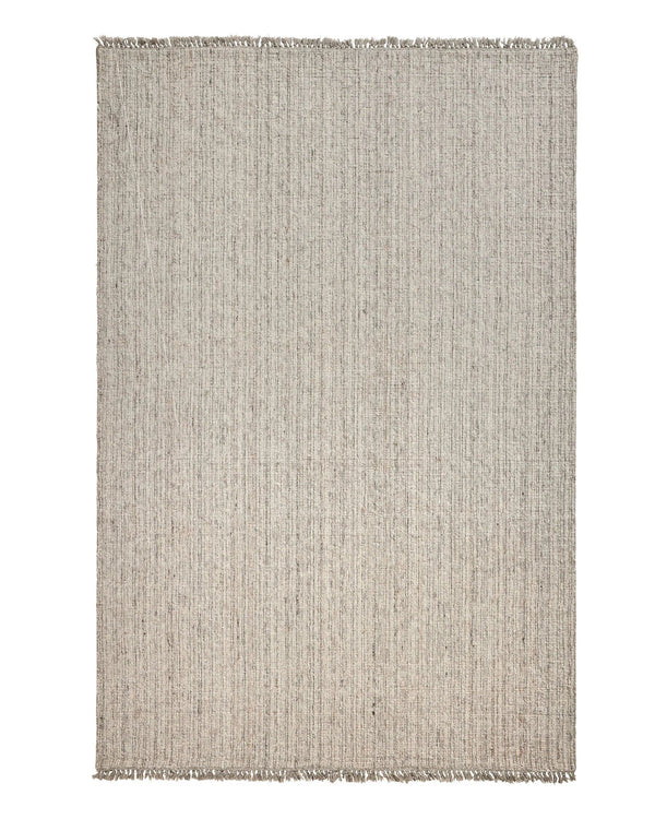 Puglia Rug Fox chunky woven textured ivory and grey rug with fringe 2m by 3m