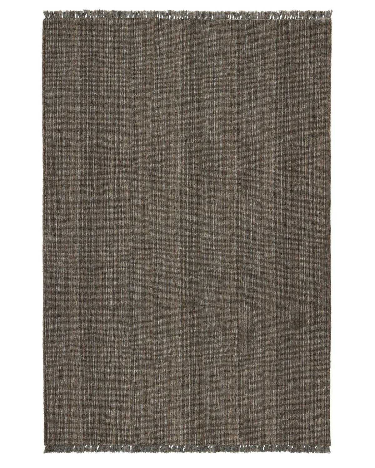 Weave Puglia Rug Fossil handwoven chunky textured rug in brown grey taupe with fringe detail