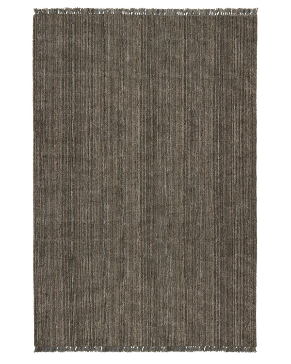 Weave Puglia Rug Fossil handwoven chunky textured rug in brown grey taupe with fringe detail