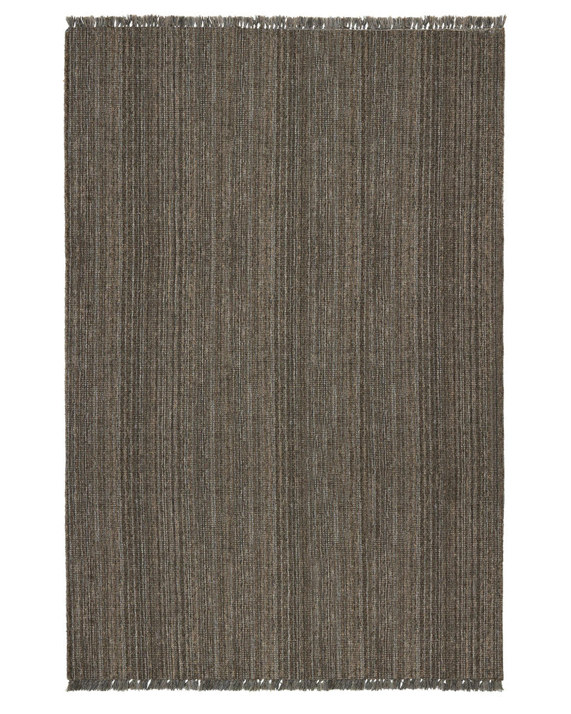 Weave Puglia Rug Fossil handwoven chunky textured rug in brown grey taupe with fringe detail