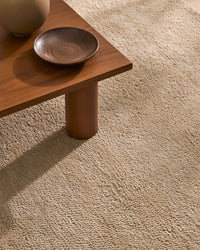 Plush chunky woven Valencia Rug in Dune beige with soft wool texture