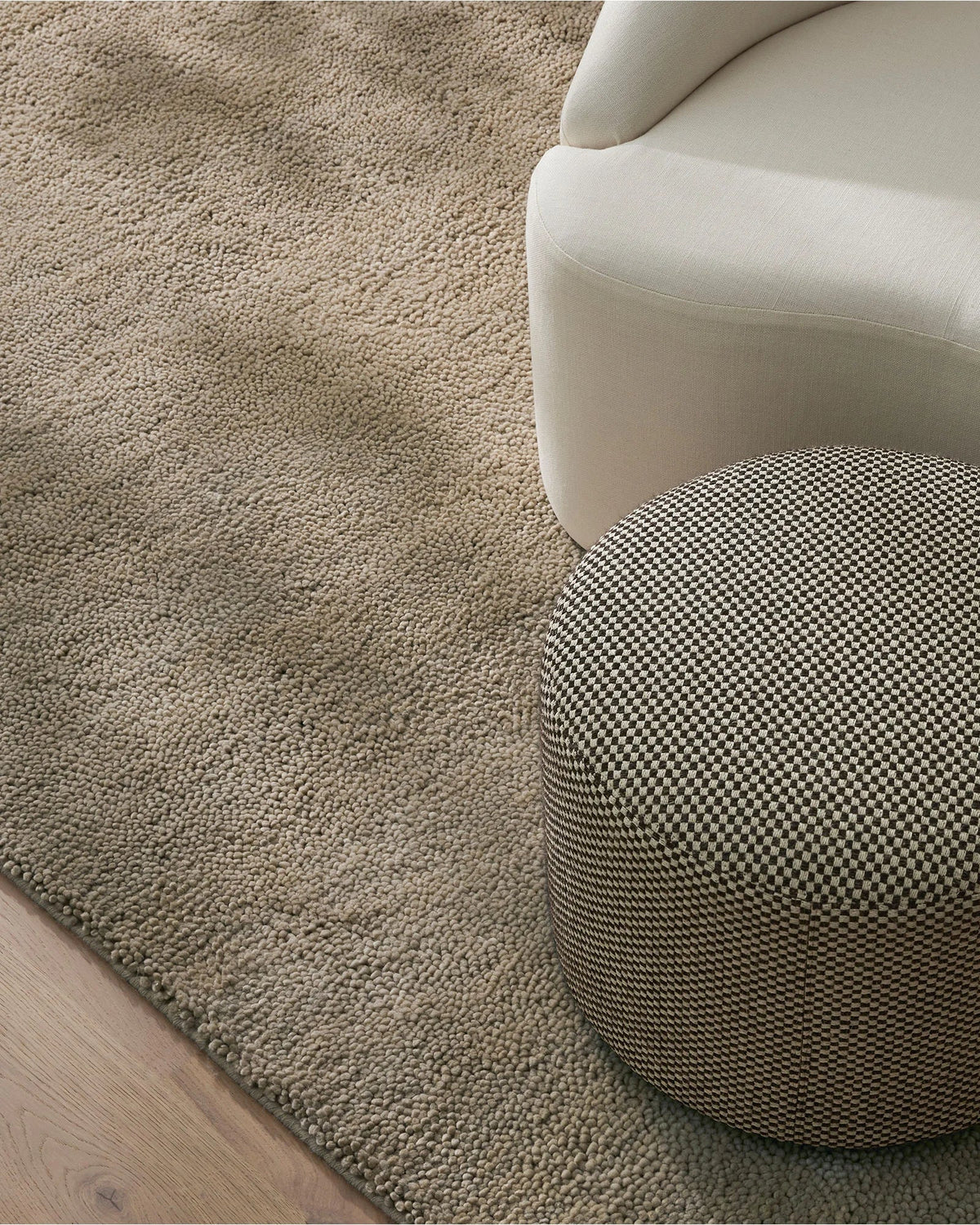 Soft plush Valencia Rug in Cloud color with chunky wool weave and textured design