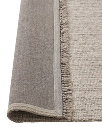 Handwoven Puglia Rug Fox with chunky ivory and grey weave, fringe detail, 2m x 3m textured wool blend rug