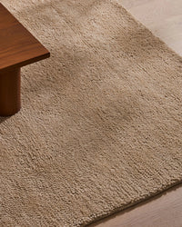 Plush chunky wool Valencia Rug in dune beige with textured weave