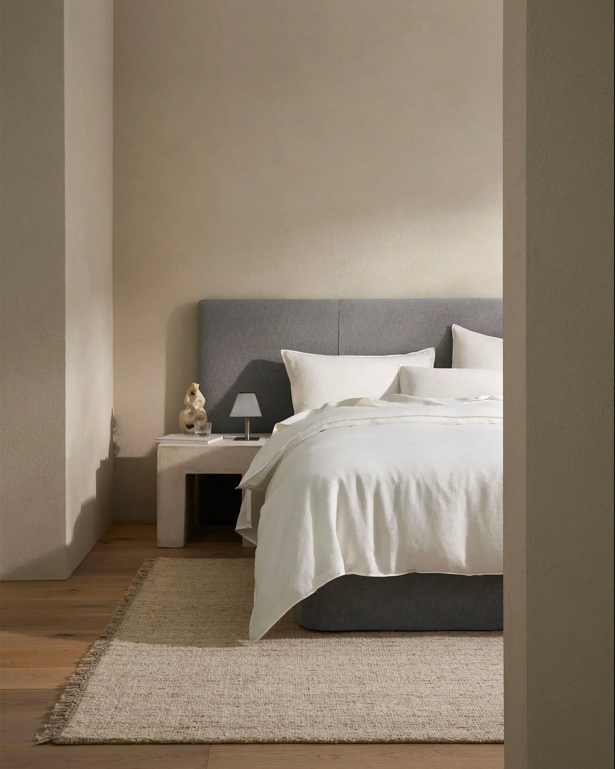 Handwoven beige Weave Puglia Rug with chunky texture and fringe details, 2m x 3m size
