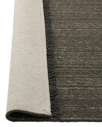 Handwoven Weave Puglia Rug in pigeon color with chunky texture and fringe detailing, sized 2m x 3m
