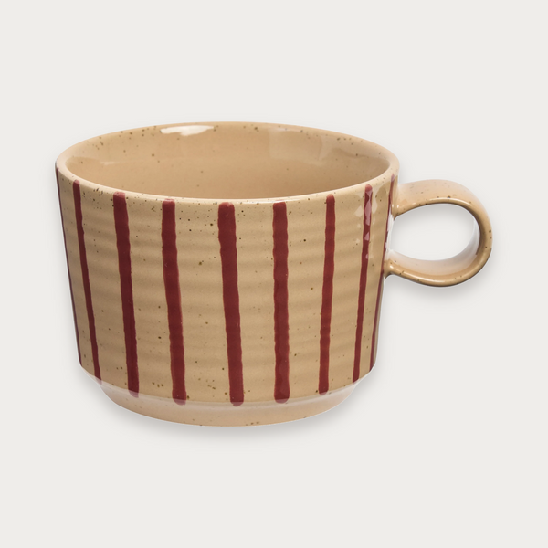 Robert Gordon Archive mug in Sway stripes on a soft grey background