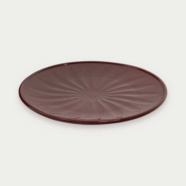 Robert Gordon Hardware Lane 20cm plate in mulled burgundy on a soft grey background