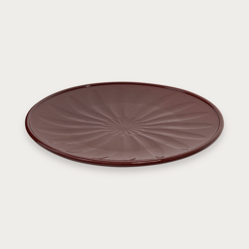 Robert Gordon Hardware Lane 20cm plate in mulled burgundy on a soft grey background