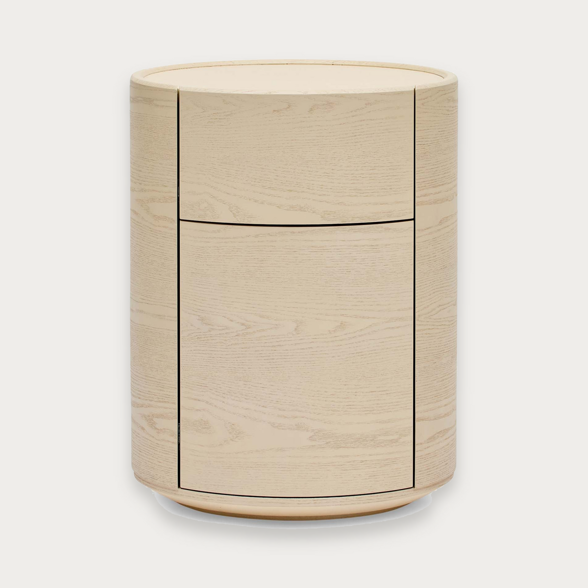 Rivo Round Bedside White Ash on grey background