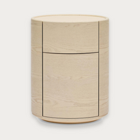 Rivo Round Bedside White Ash on grey background