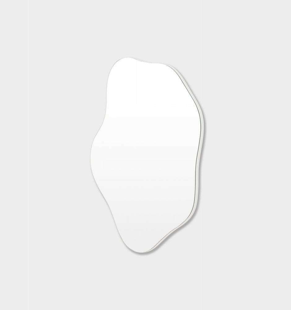 Middle of Nowhere Rockpool Mirror with bright white slim frame and organic contours, 75 x 90 cm, store pickup only