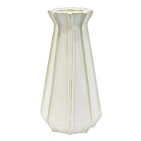 White Hester Ceramic Vase with tapered ridged design and antique detailing for elegant home decor