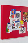 Mustard Made Storyboard in poppy red with magnetic surface and powder coated finish, designed to complement Mustard Made lockers, used as moodboard and display board