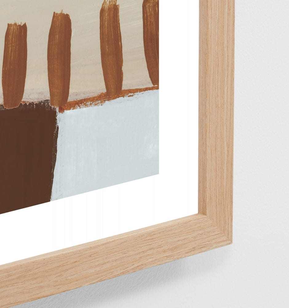 Abstract seaside still life artwork framed in light oak, Middle of Nowhere Collection print.