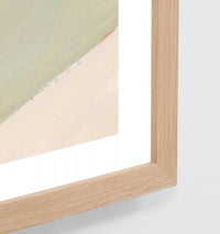 Middle of Nowhere Seaside Dining Sage 1 Print with white border and oak frame close-up