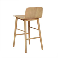 Globe West Sketch Tami Barstool in light oak with plywood seat and oak legs, Scandinavian design.