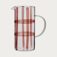 Solstice clear glass jug with chocolate check stripes and curved handle