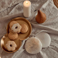 Black Blaze White Onyx marble coaster set with irregular circular natural stone design