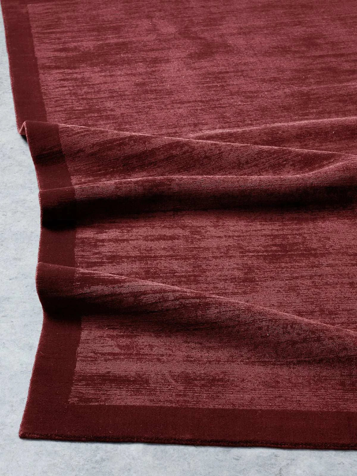 Tait Rug Dark Cherry hand-loomed wool and cotton blend with textured finish
