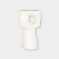 White Elle Vase ceramic with modern sculptural design and square cutout detail