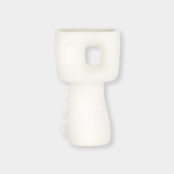 White Elle Vase ceramic with modern sculptural design and square cutout detail